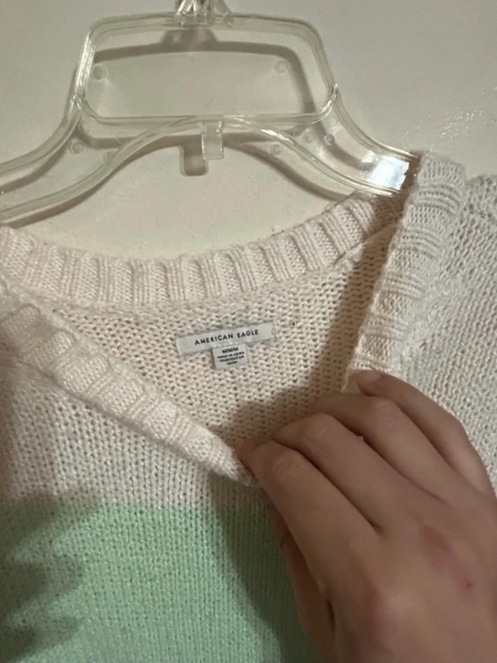 American Eagle Outfitters Size Medium Green White & Blue Crewneck Sweater